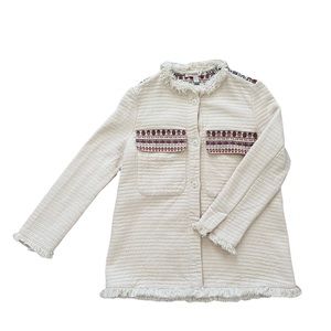 Zara Embroidered Fringe Coat